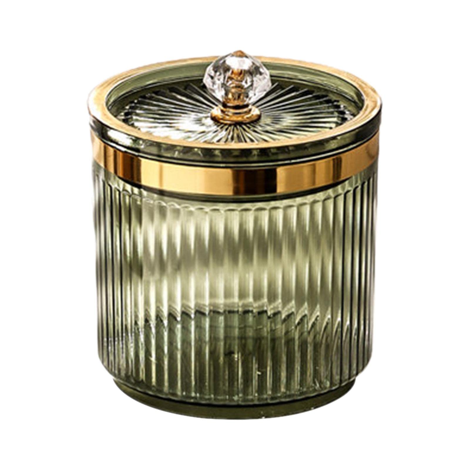 LICHTS Makeup Cotton Swab Ball Holder Jar with Lid for Countertop Desktop Dresser Green-image-10