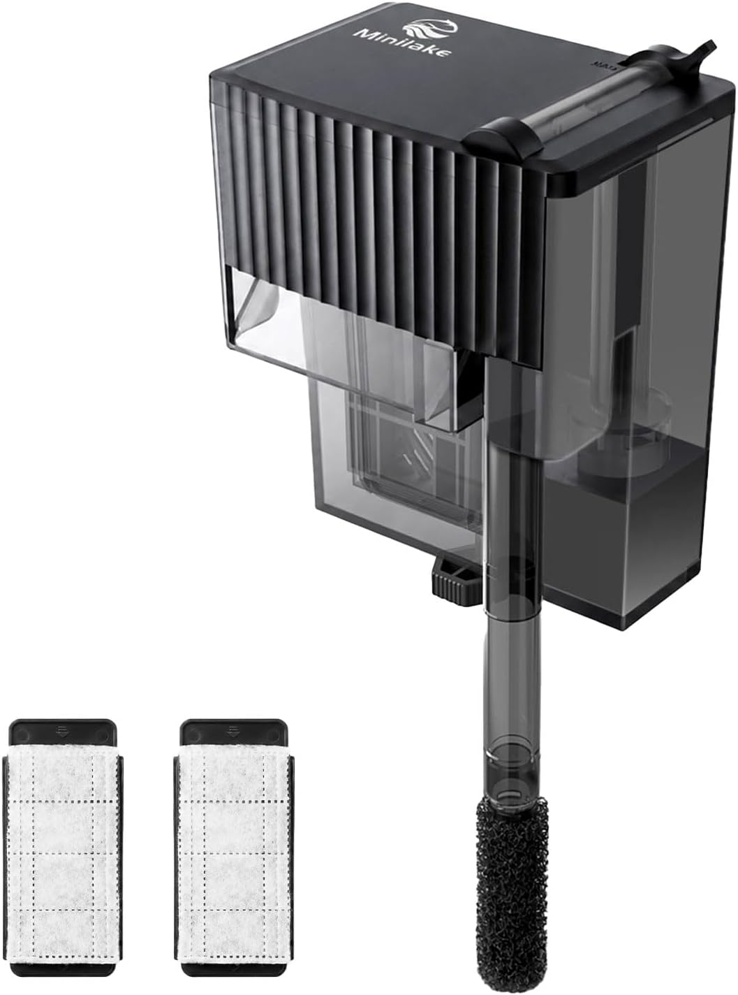 Small Fish Tank Filter | Hang on Back Filter up to 5 Gallon Nano Aquarium Adjustable Flow for Betta Shrimp Tank