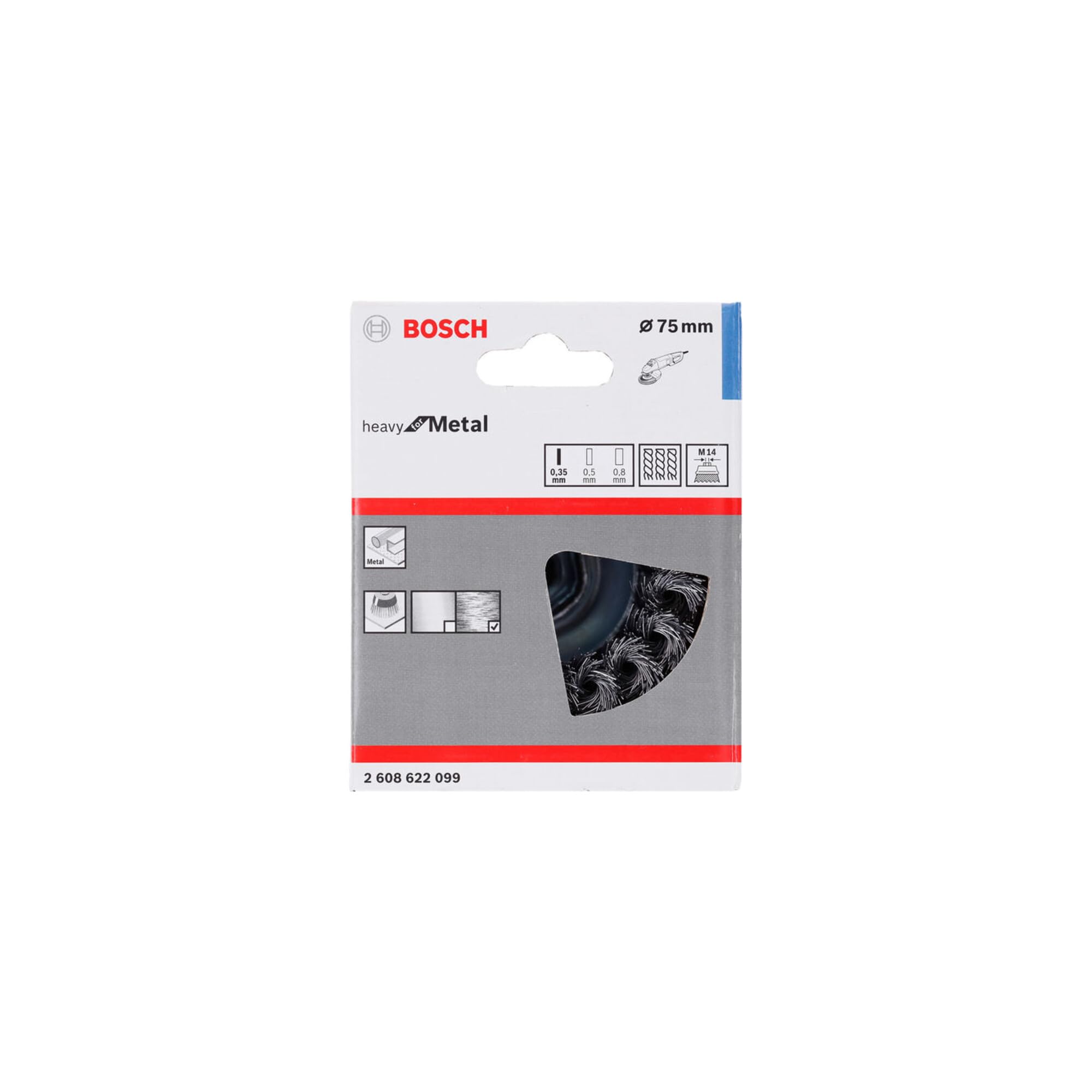 Bosch 1x Brosse boisseau PRO Steel Longlife, fils torsadés pour petite meuleuse angulaire et filetage M14 (pour Acier, Ø 75 mm, Professional Accessoire Petite meuleuse angulaire)