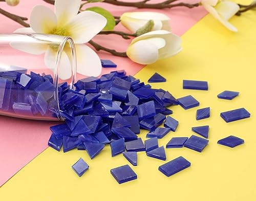 Vista 99 de Lanyani Azulejos de mosaico de vidrio para manualidades artísticas, 4 formas mixtas de vidrieras Tiffany, 200 piezas, Café