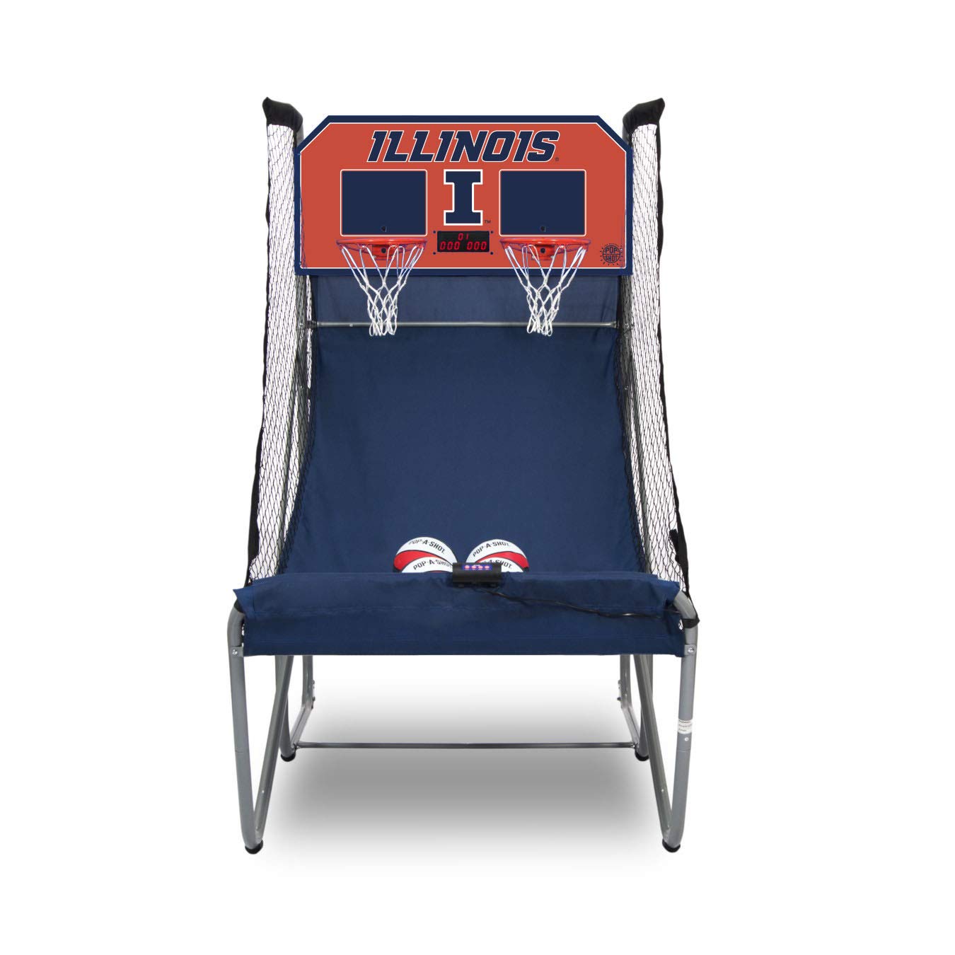 Pop-A-Shot - Home Dual Shot with University of Illinois NCAA Graphics l Sensor Scoring l 16 Game Modes l 7 Balls l Foldable Storage l for All NCAA Fans