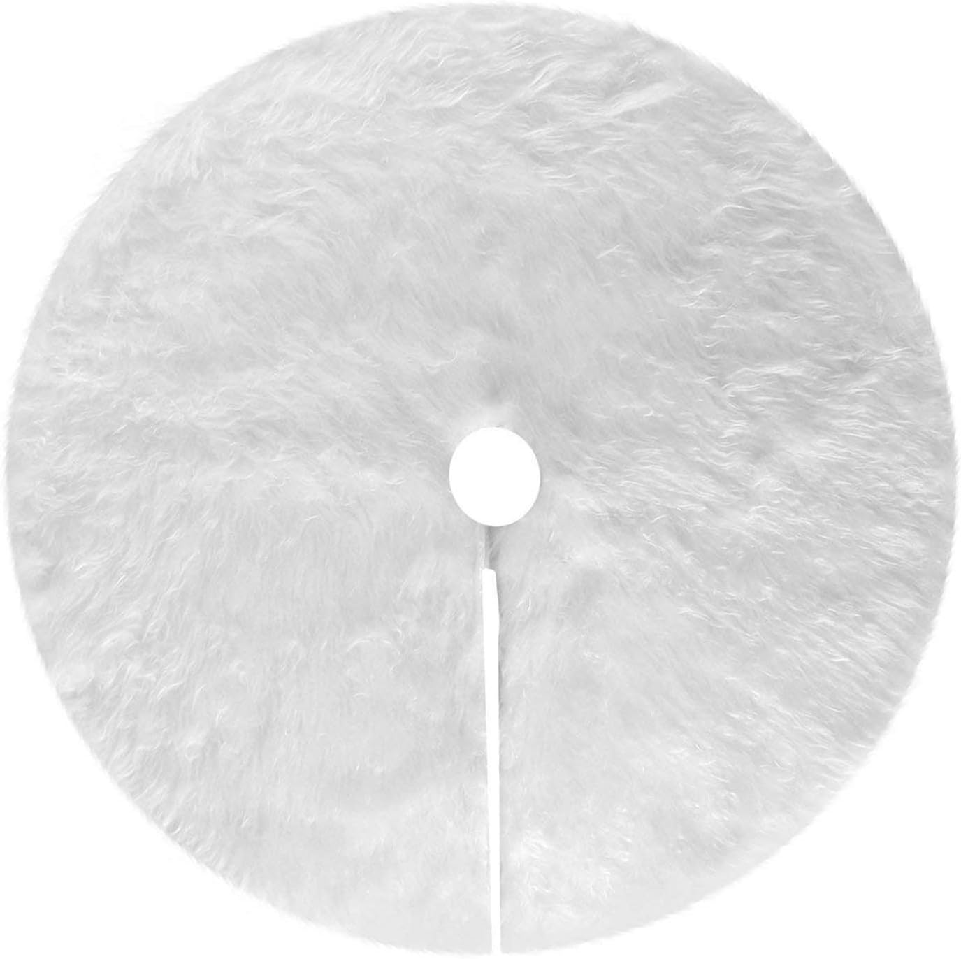 Deggodech30inches Soft Plush Christmas Tree Skirt with Round Trim Christmas Tree Floor Mat Ornaments Cover White Snow Plush Skirt for Xmas Holiday Party Decoration (White, 78cm/30inch)