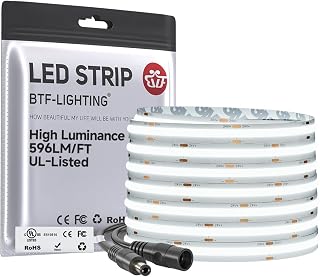 BTF-LIGHTING High Lumen 596LM/FT COB LED Strip Light Cool White 6000K