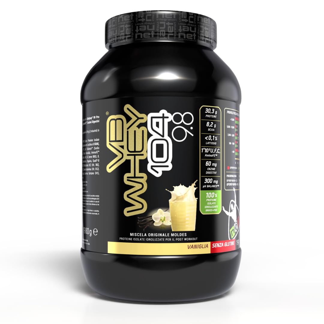 Net Integratori VB WHEY 104 9.8 Optipep - 1980g Vaniglia - Proteine Isolate Idrolizzate per via Enzimatica Con EAA e BCAA - Massimizza Sintesi Proteica Crescita e Mantenimento Muscolare