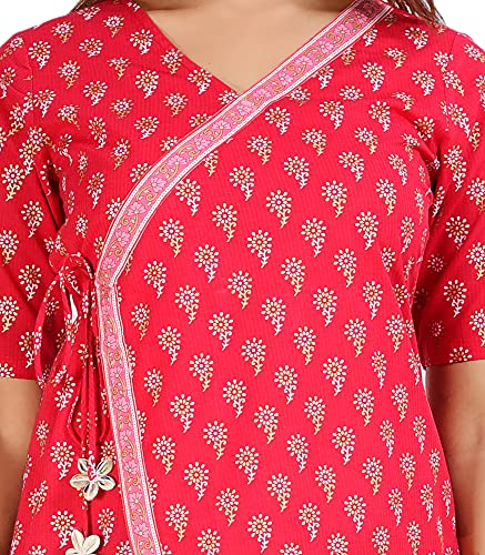 Image of COTLAND Fashions Jaipuri Cotton Angrakha Style Top for Women (Partial Open)