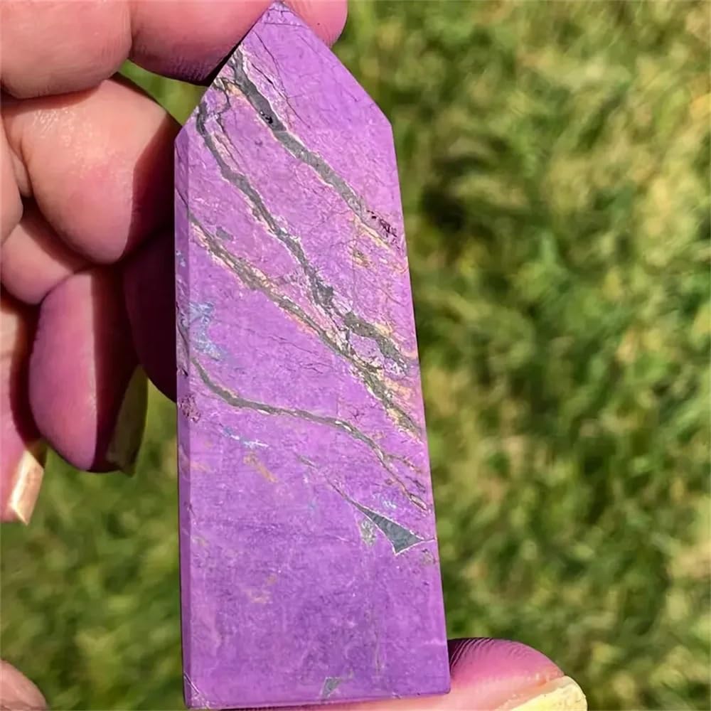 YLQUXEUV 1pc 5-7cm Purple Calcite Crystal Tower Deep Purple Glossy Magnesium Carbonate Carved