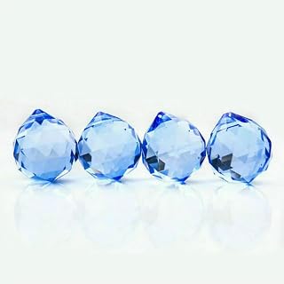 5 prismas de Cristal de arcoíris de 30 mm de Colores para Colgar, facetados, Color Azul Claro