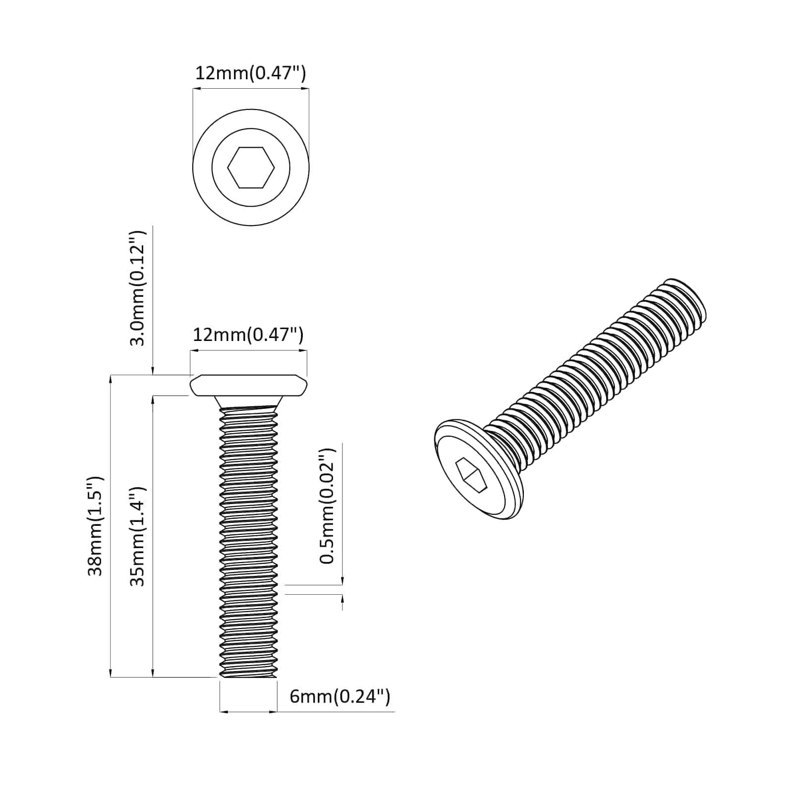 Schrauben mit Sperre M6 x 35 mm 2514 Stück Set, Flachkopf Stahl Schraube Silber, Robuste Befestigung für Heimwerker und Montageprojekte