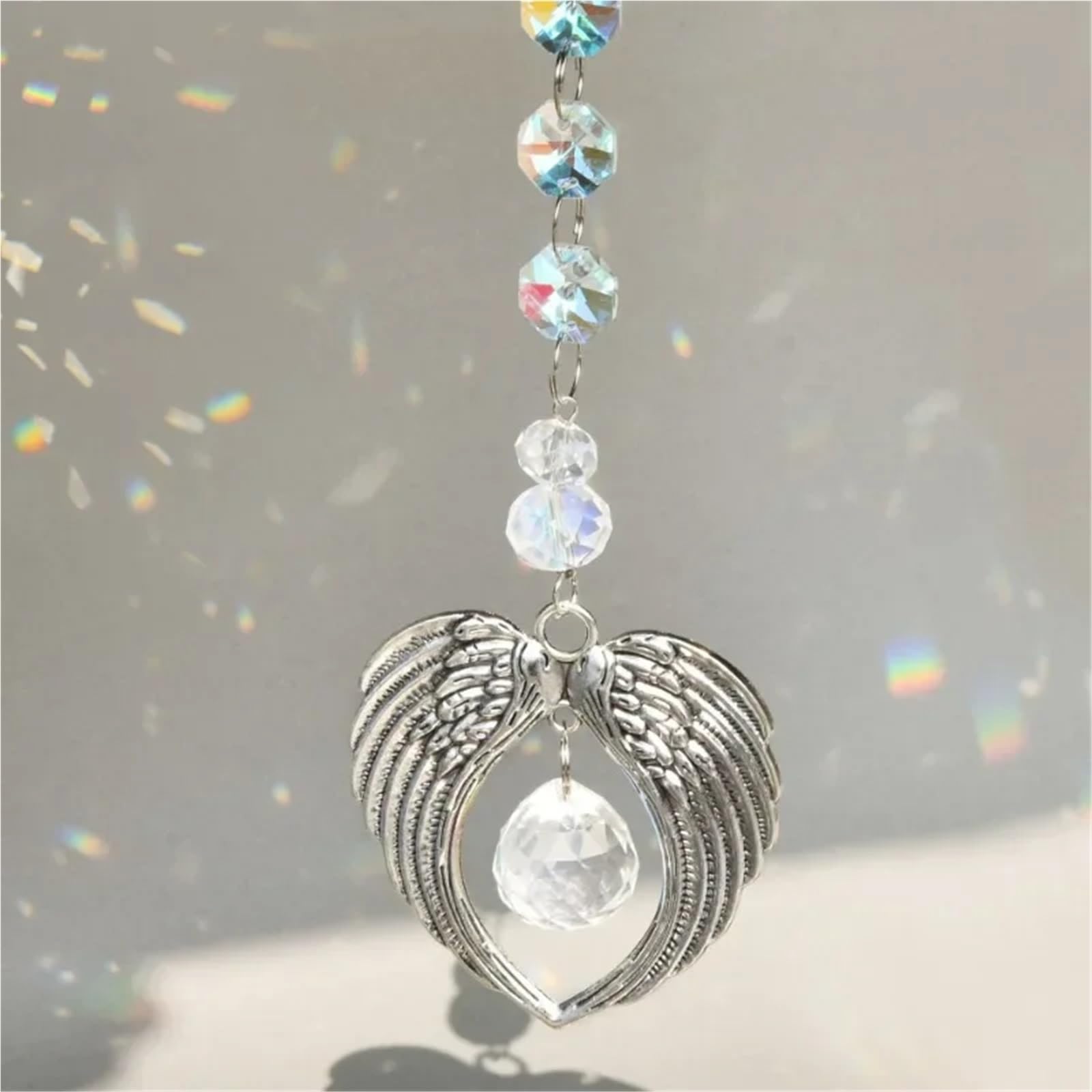 2 stücke Engel Flügel Kristall Ball Anhänger Sun Catcher Wandbehänge Decor Outdoor Garten Fenster Für Garten