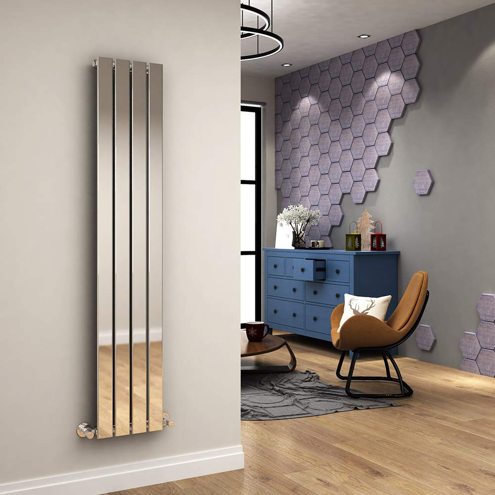 ELEGANT 1600 x 300 mm Vertical Column Radiator Chrome Single Tall Upright Flat Panel — image 1