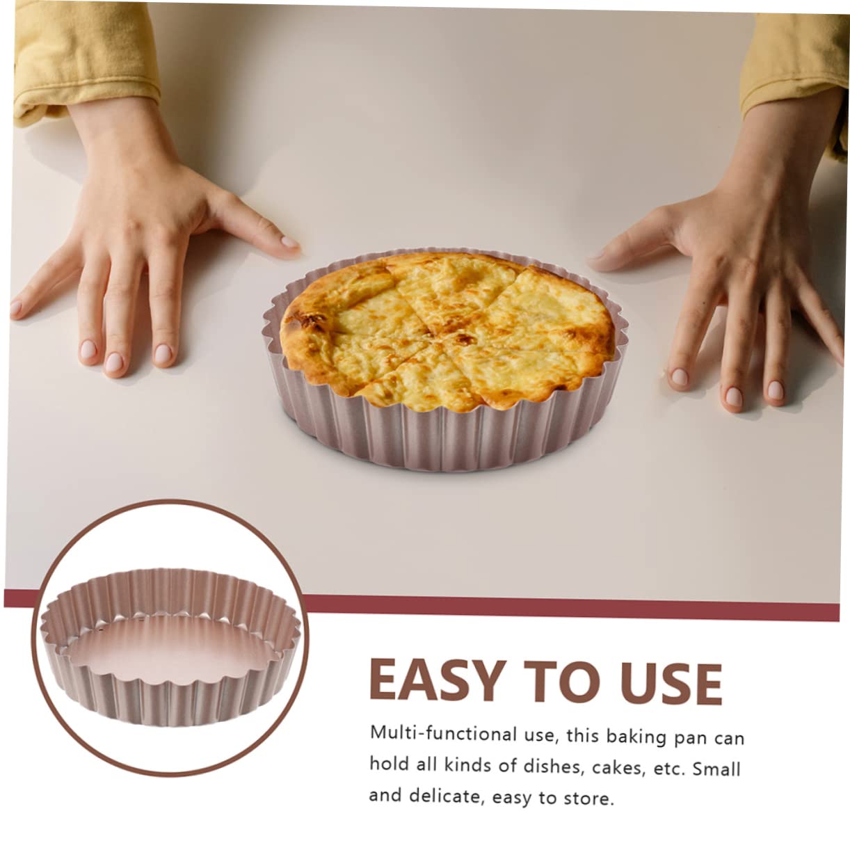 Cabilock 1set Non Stick Tart Pan with Removable Bottom Quiche Baking Pans for Cakes Tarts and Pies for Home Ovens Easy Clean and Demoulding 2pcs