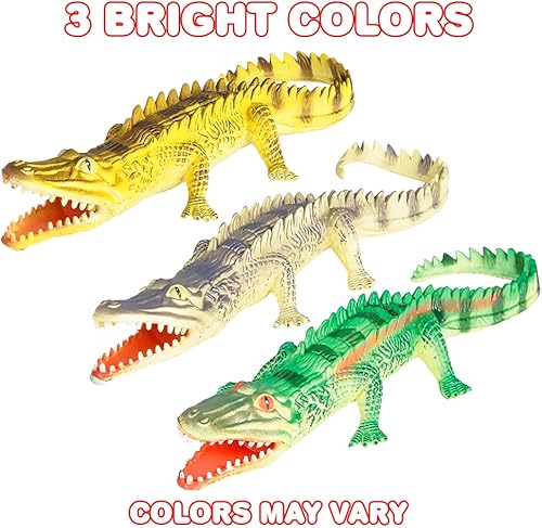 Miniatura 4 de ArtCreativity Juguetes suaves de cocodrilo para niños, juego de 2, figuras de animales de PVC, juguetes de cocodrilo de 14.5 pulgadas de largo para