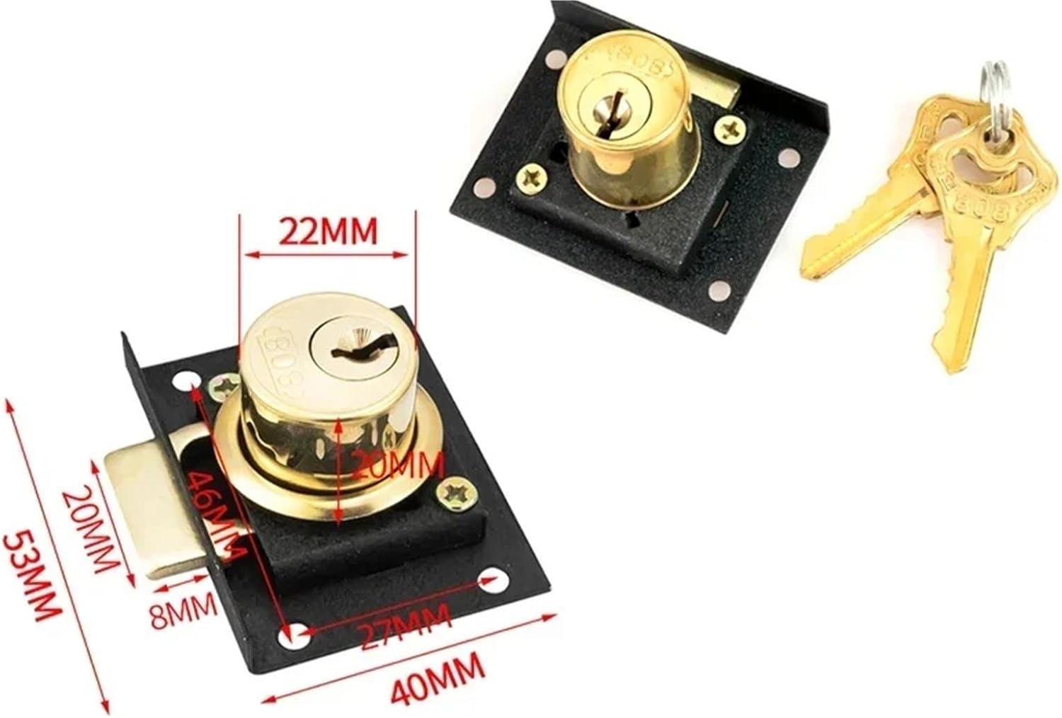Drawer Lock 22mm 16mm for Home Cabinet Desk School Drawer Office Cupboard Wardrobe Door Furniture Hadrware MX08 1Pcs(22mm Black)