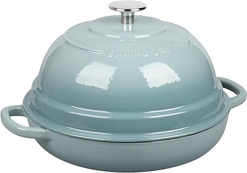 Miniatura 9 de Olla de horno holandés de hierro fundido esmaltado con tapa, horno de pan redondo para hornear pan de masa madre casero, 6 cuartos de galón, azul