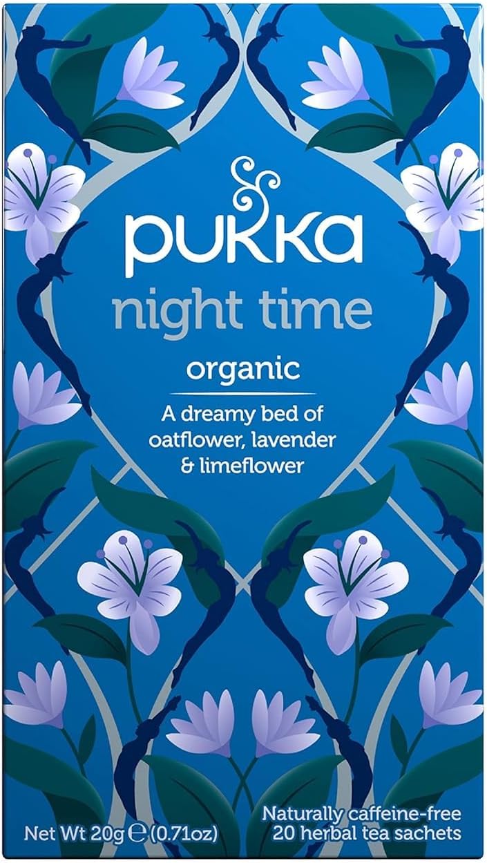 Pukka Night Time, Organic Herbal Sleep Tea With Chamomile, Lavender & Valerian, 20 Tea Bags