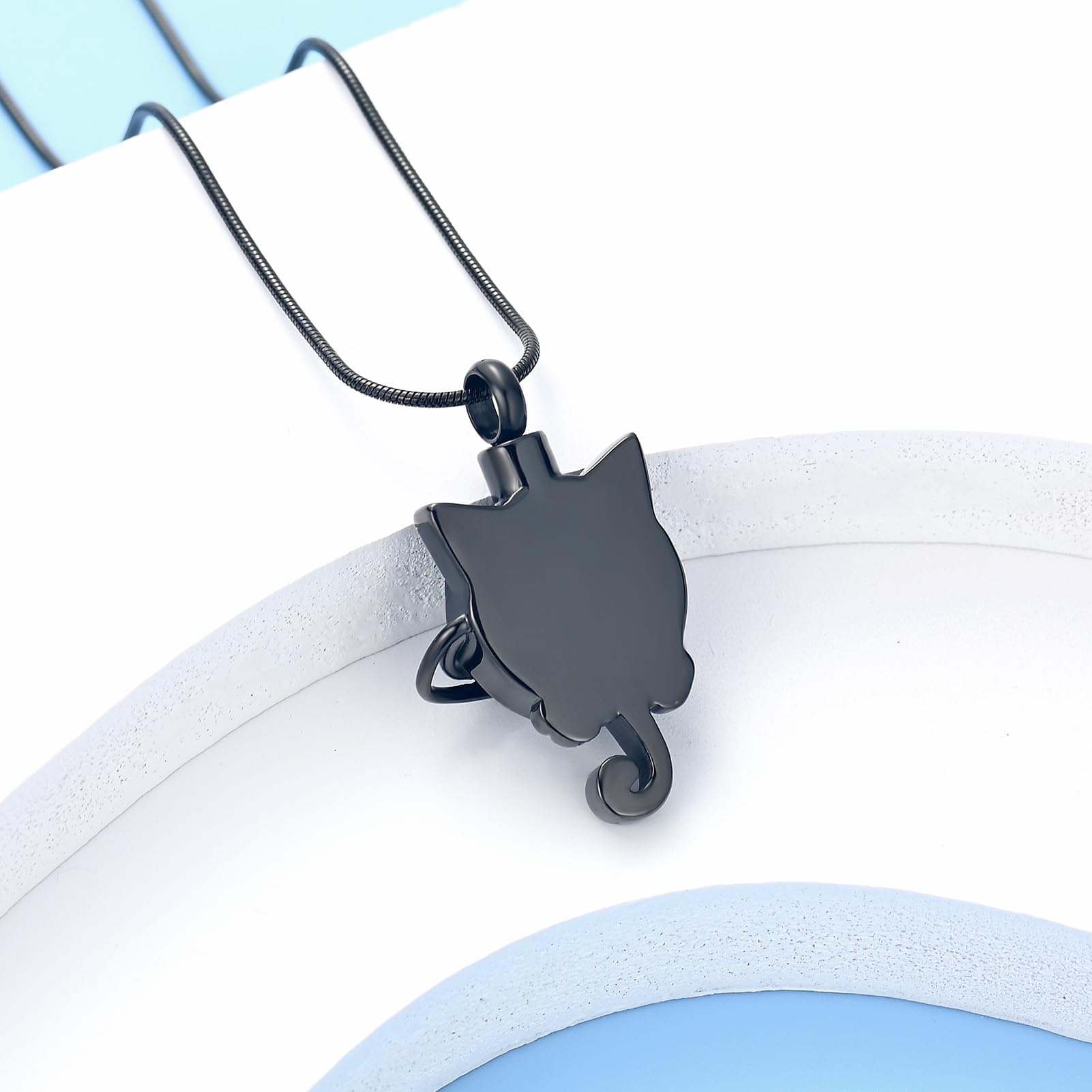 QGJNSGC Moonstone Cremation Jewelry Cat Urn Necklace for Ashes Animal Keepsake Memorial Jewelry Pet Ashes Pendant - Image 4
