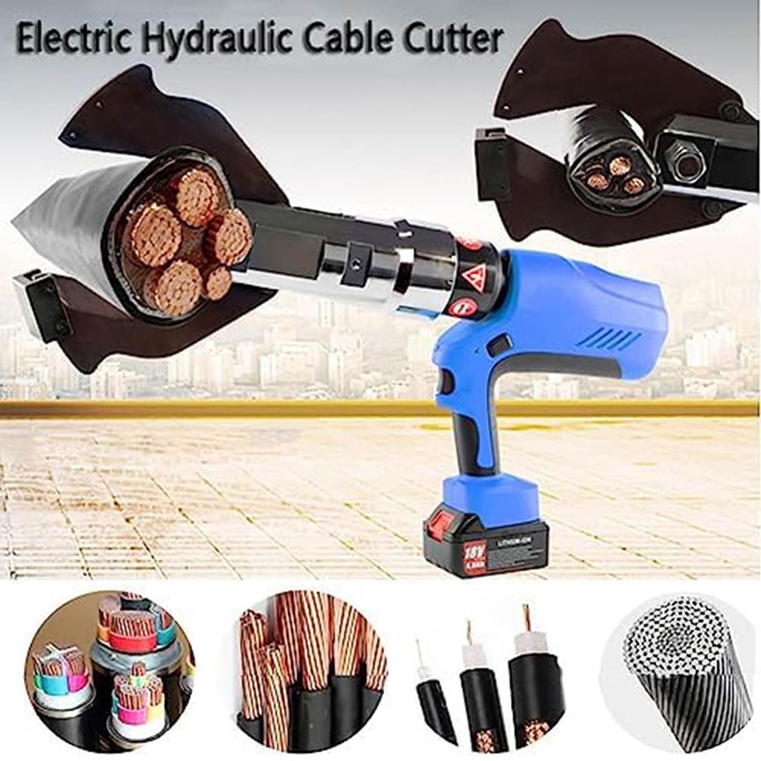 Cortador de cables hidráulico, herramienta de corte de alambre de trinquete eléctrica recargable, 18 V, 120 KN/160 KN para cables de cobre y aluminio