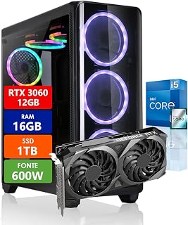 PC Gamer Intel Core i5-10400F 16GB SSD 1TB Placa de Vídeo RTX 3060 12GB DDR6 Windows 10 Pro - Fonte 600W