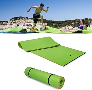 GOPLUS - Alfombra Flotante para Piscina, 355 x 183/270 x 180 cm, Mate Americano Flotante de Espuma XPE para 3-5/4-6 Personas, Carga 300-400 kg, Playa de Color Naranja y Amarillo