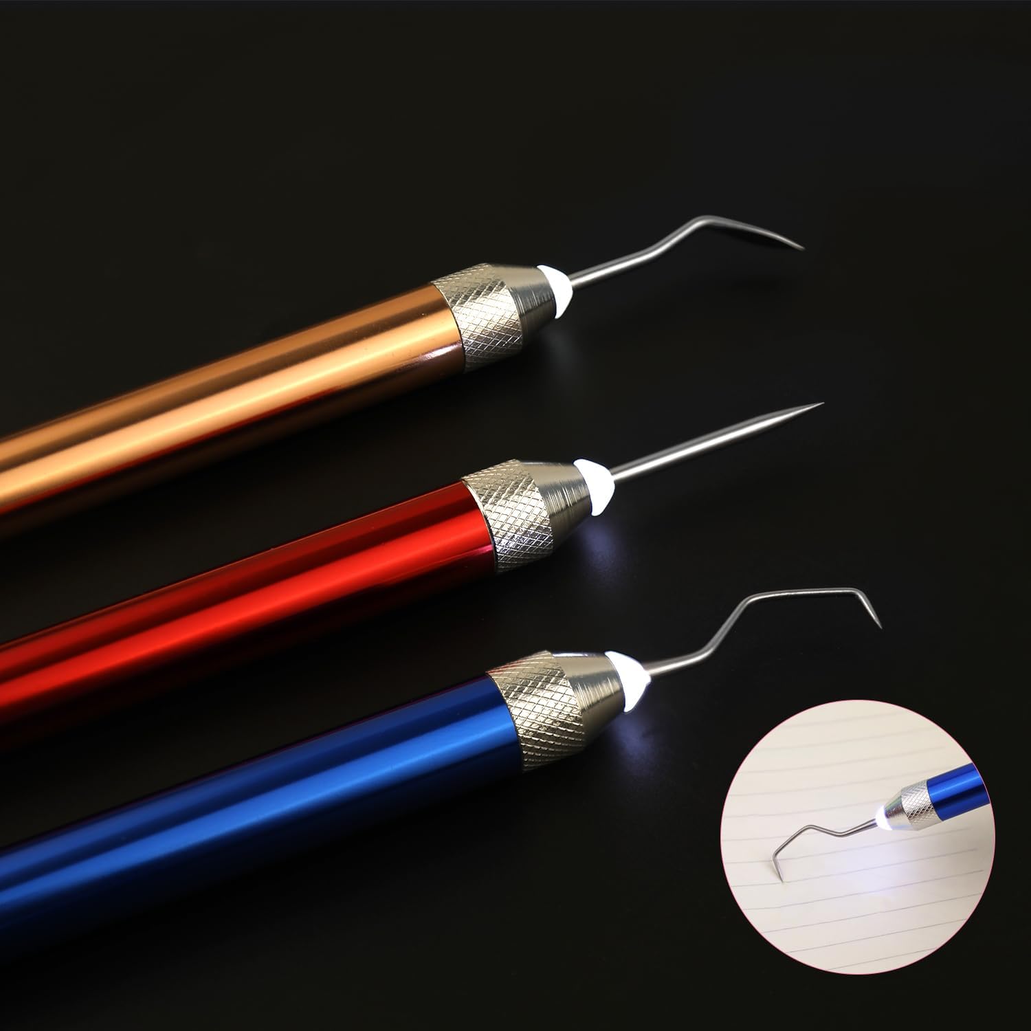 3pcs Weeding Pen for Vinyl, Craft Weeding Tool with Led Light 3 Styles Pin and Hooks Vinyl Tool Kit for DIY Paper Iron on Projects Silhouettes Cutting Cameos Crafting Engraving Accessories