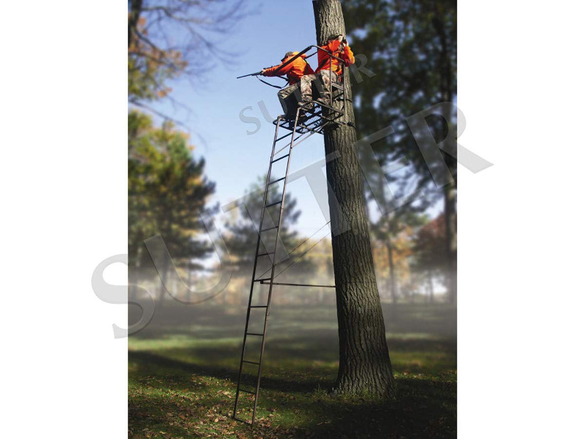 SUTTER Treestand & Posta 2 Persone trasportabile 5,0m / in Acciaio Robusto, Sedile e Schienale Imbottiti/Supporto per Scale