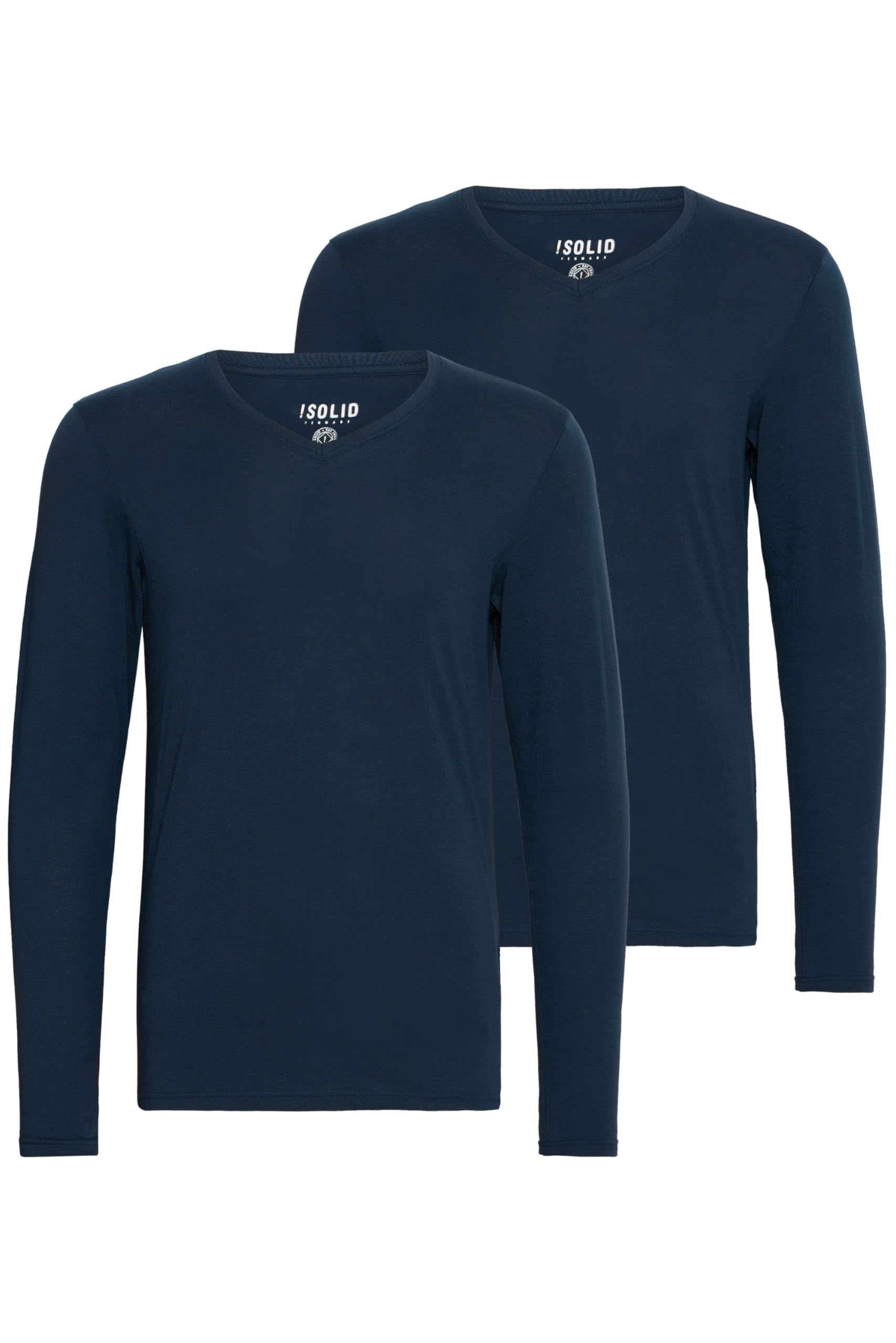 !Solid SDBasil Herren Longsleeve Langarmshirt Basic Shirt im 2er Pack oder 3 er Pack mit V- Ausschnitt 3er Pack Baumwollmischung Slim fit