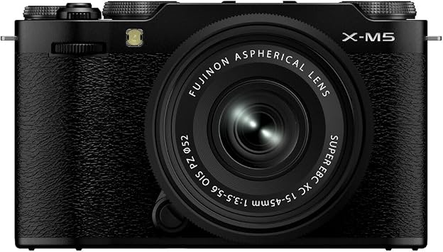 Fujifilm X-M5 Mirrorless Digital Camera with Fuji XC 15-45mm f/3.5-5.6 OIS PZ Lens Kit- Black Bundle with 64GB Memory Card + Cleaning kit + Travel Bag + More