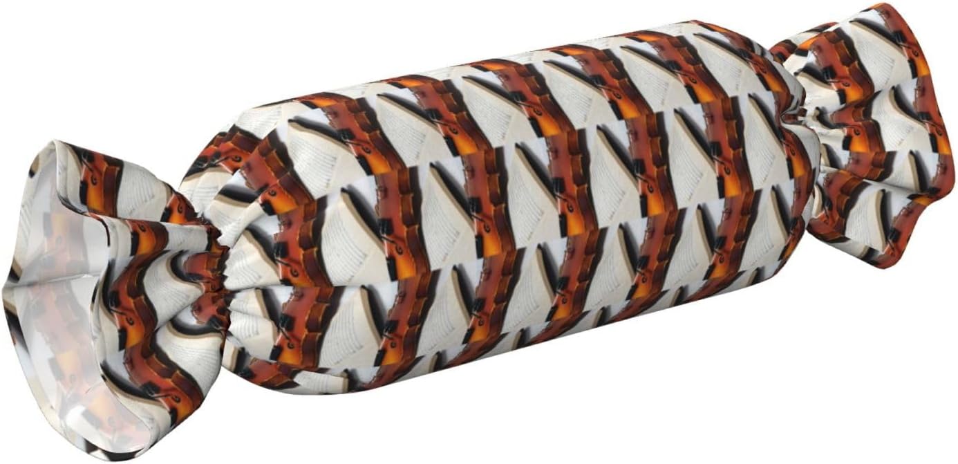 Violin Book Print Candy Cylindrical Pillow Round Bolster Pillows Versatile Use Decor Bedroom Travel