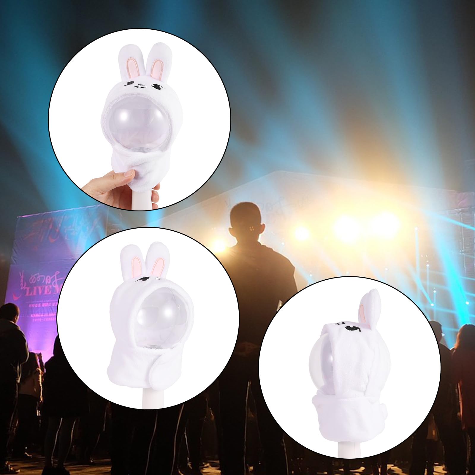 TOYMIS Lightstick Cover for SK Cartoon Character Lightstick Holder Soft Plush Cloth Support Display Holder Compatible with SK Light Stick Ver1.0/2.0 (White Rabbit) - Image 4