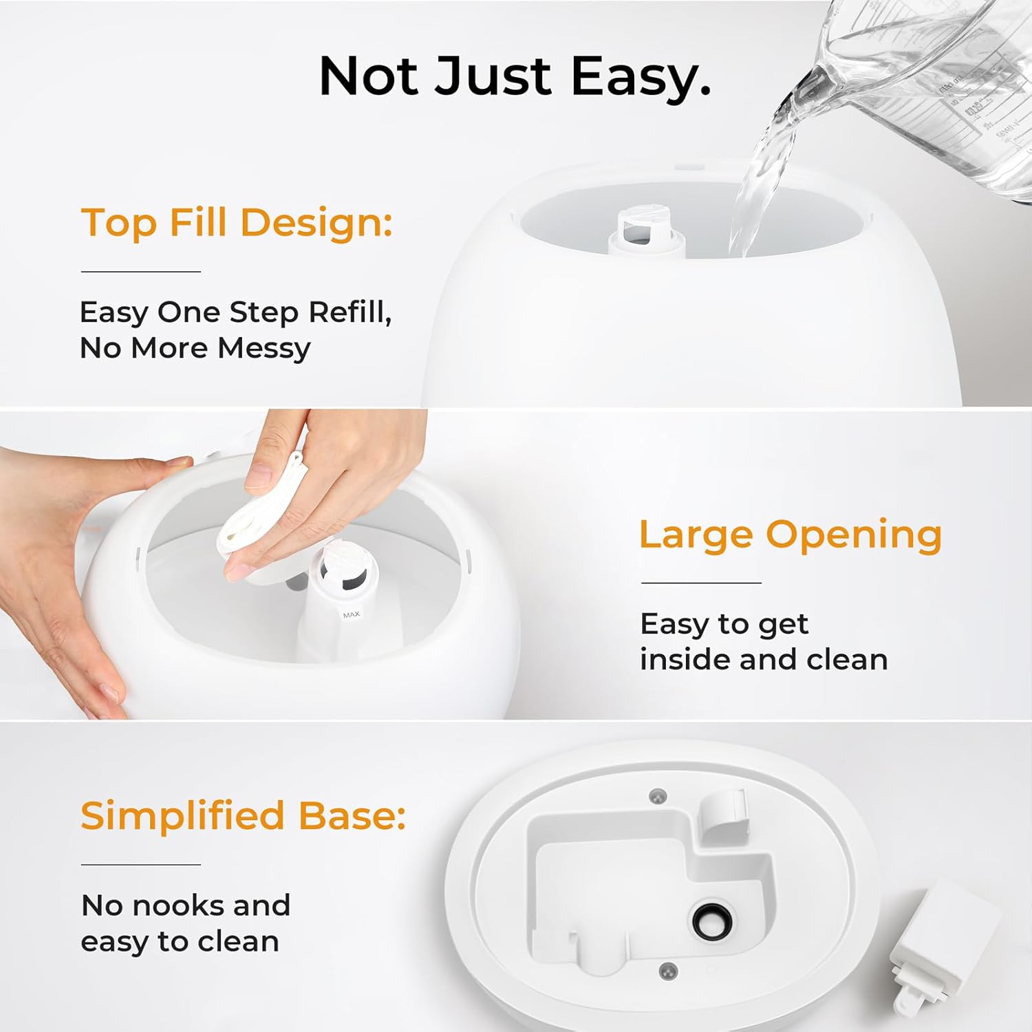 BOXING Top Fill Humidifiers for Bedroom Baby with Easy Remote, 20dB Quiet Cool Mist Air Humidifier for Large Room Home & Indoor Plants, 7 Color Night Light, Essential Oil Tray, Timer, Sleep Mode,3L