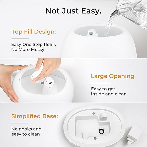 Miniatura 7 de BOXING Humidificadores de llenado superior para dormitorio y bebé con control remoto fácil, humidificador de aire silencioso de 20 dB para