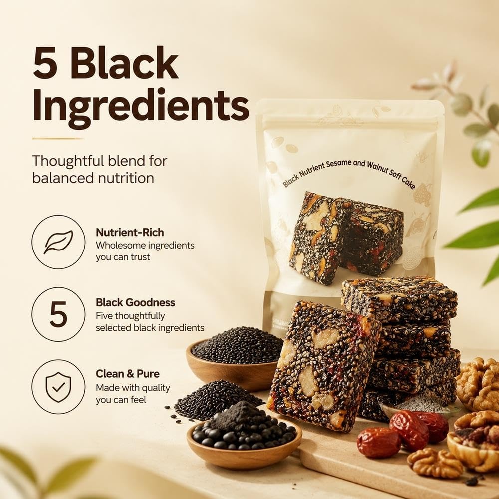 Snack masticable suave de sésamo negro y nuez 500g