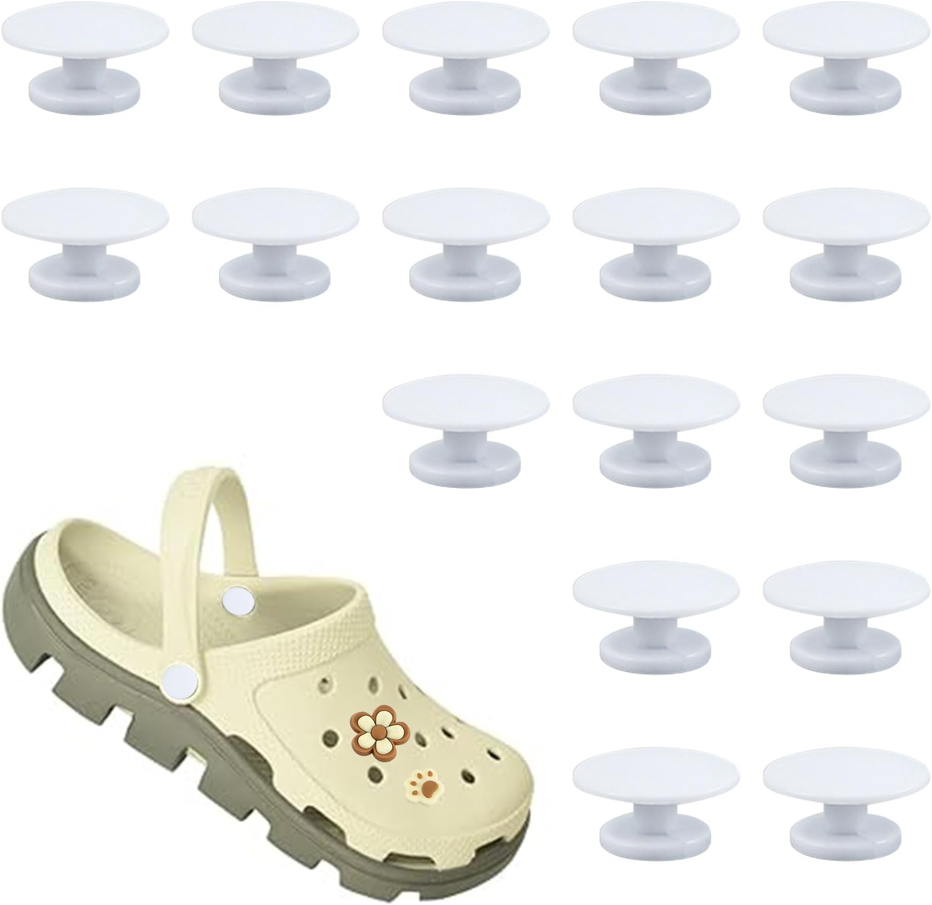 Replacement Rivets for Suede Cork Clog Potato Shoes, Replacement Buttons for Beach Shoes, Replacement Parts, White