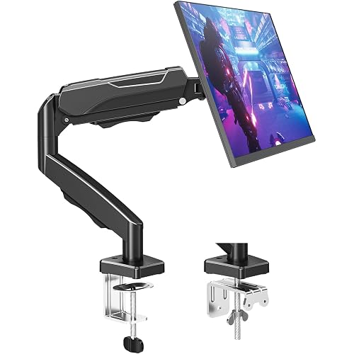 MOUNTUP Single Monitor Desk Mount Holds Screen up to 32 inch, Height Adjustable Monitor Arm, Full Motion Computer Monitors Stand with Clamp/Grommet Base, VESA Mounts Fit 4.4-19.8lbs Computer, Black