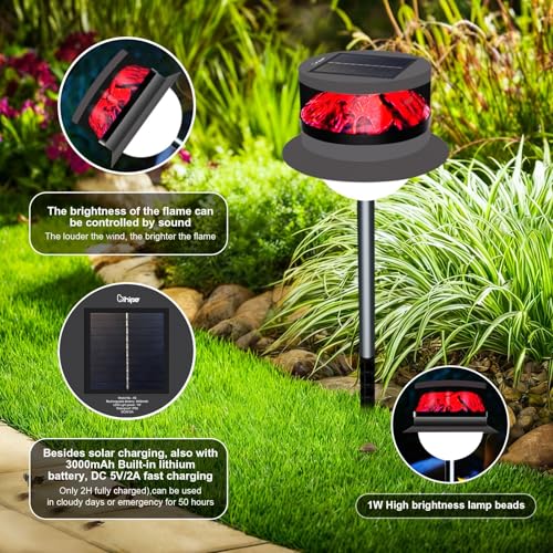 Solar Garden Lawn Stake Light, Waterproof Realistic Charcoal Fire, Solar Powered LED for Outdoor Garden, Decorative Landscape Lighting for Path, Modern Unique Style USB Rechargeable Solar Lights — view 5