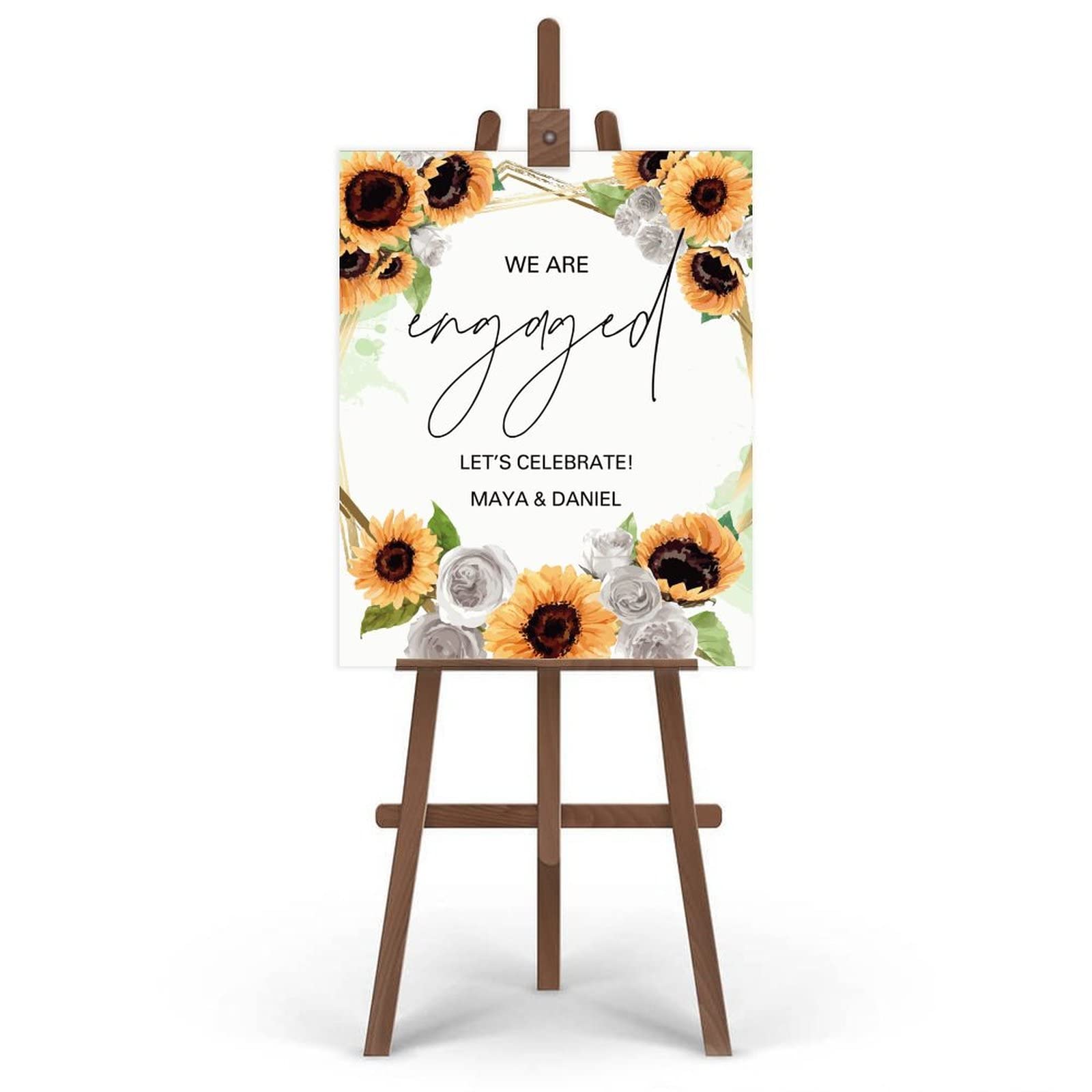 Słonecznik i róże znak ślubny dostosowany baby shower znak powitalny wykonany na zamówienie dowolne imię wesele przyjęcie i ceremonia dekoracje 45 cm x 61 cm