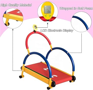 Kids Treadmill, Adjustable Fun Exercise Toy, Fun Fitness Exercise Equipment with LED Display, Indoor Treadmill Walking Pad for Boys and Girls Age 3-8