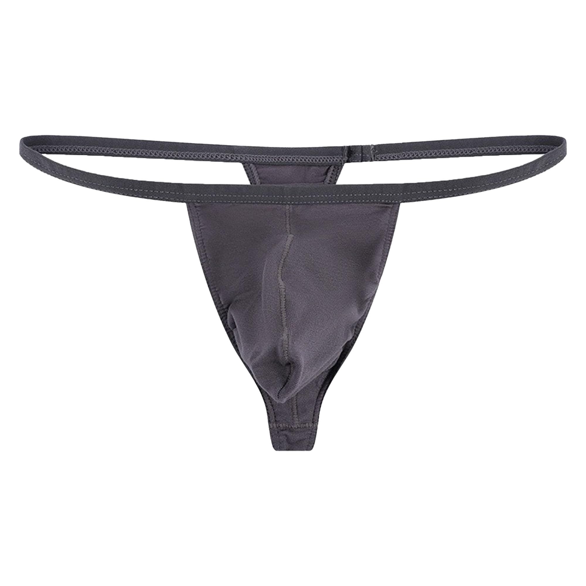 JEKE-DG Men's Low Rise Stretch Underwear Bulge Pouch Thongs Underpants Mid Coverage Back Thong Briefs 1 Or 5 Pack (Dark Gray -1Pc,XX-Large)