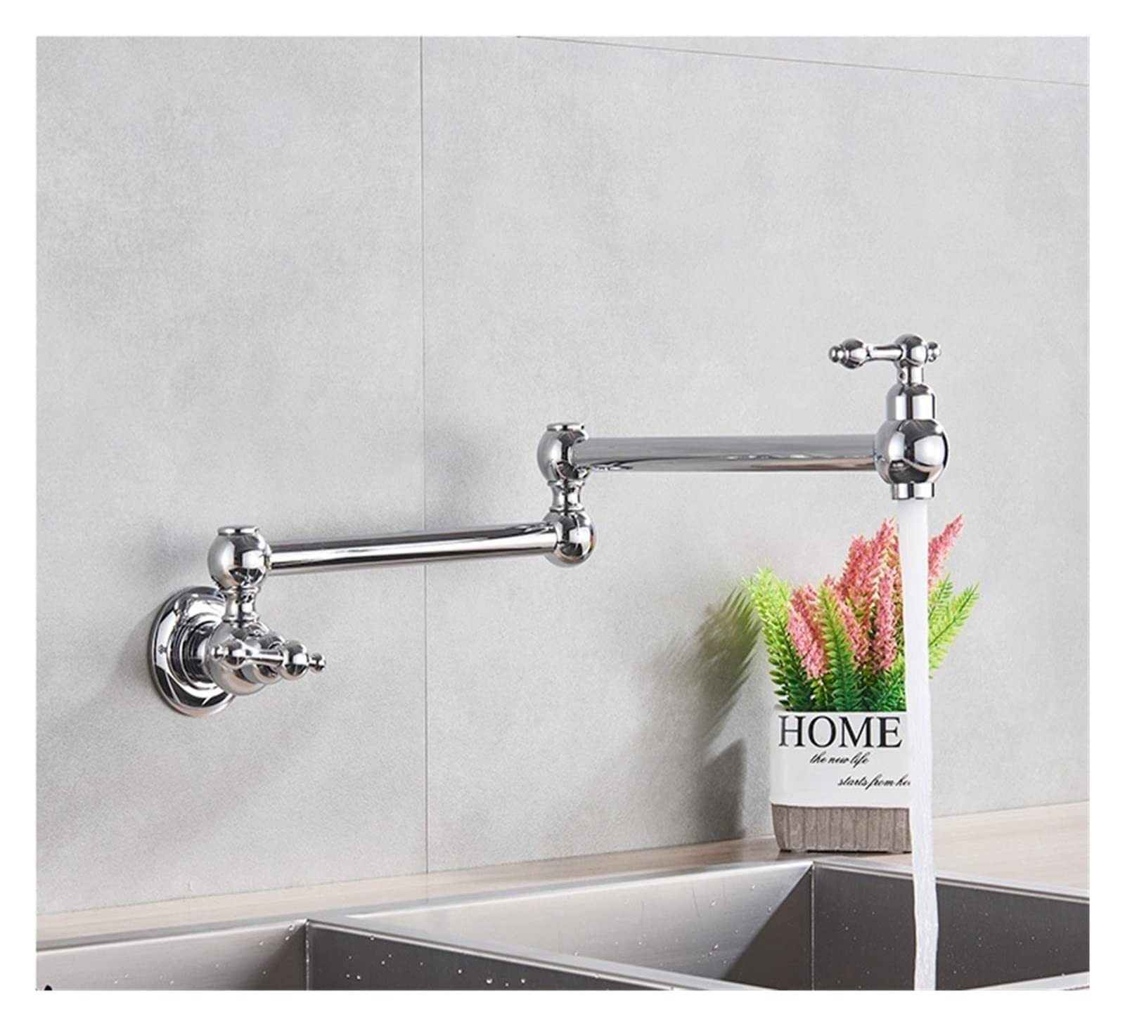 Filtro aeratore Universale Splash, Rubinetto per Acqua Fredda per lavello da Cucina Nero, Rubinetto Girevole per lavello in Ottone Massiccio, Rubinetto per riempimento pentole a Parete, BRAC