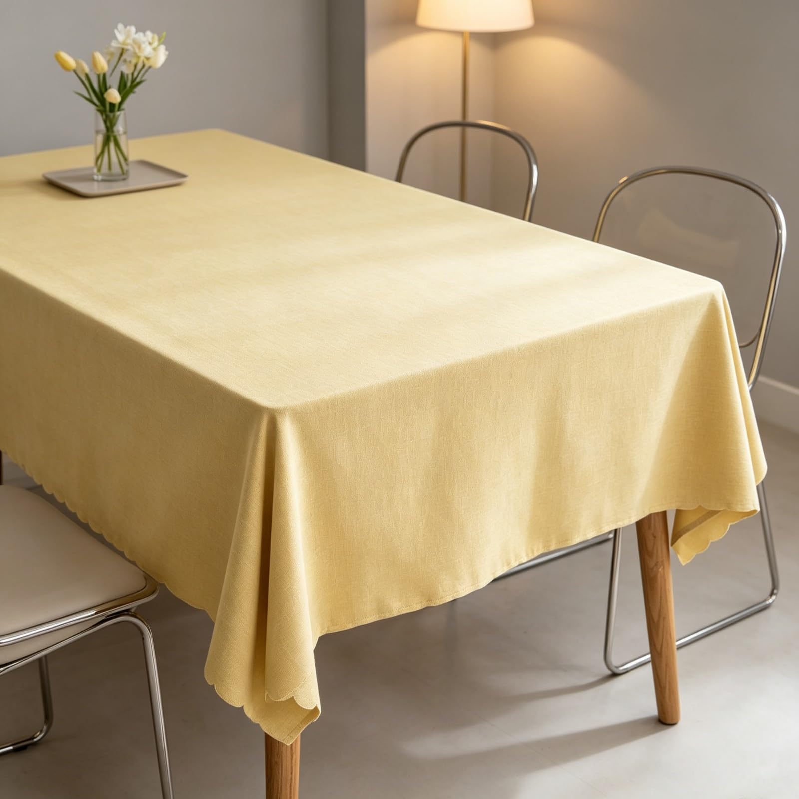 RCYONGQ Tablecloth Table Cloth Wipe Clean Waterproof Stain-Resistant Tablecloth Wipeable Durable Scratch Resistant, Washable For Coffee Kitchen Small Tabletop Decoration(Yellow,140x140cm)
