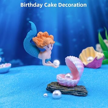 Mermaid Fairy Garden Accessories,Miniature Mermaid Figurines for Crafts, Terrarium, Miniature Moss Landscape Decorations, Birthday Cake Decoration, Car Decor, Party Supplies, Ideal Gifts, 4 Pcs