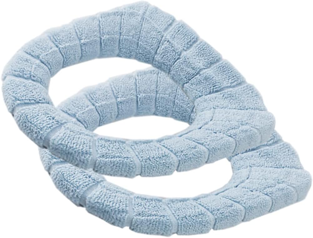 KOMBIUDA Winter Warmth Non Slip Thick Toilet Seat Cushion Cover Stretchable Pads for Home Use Fibers for Comfort Easy Installation Ice Nordic Blue