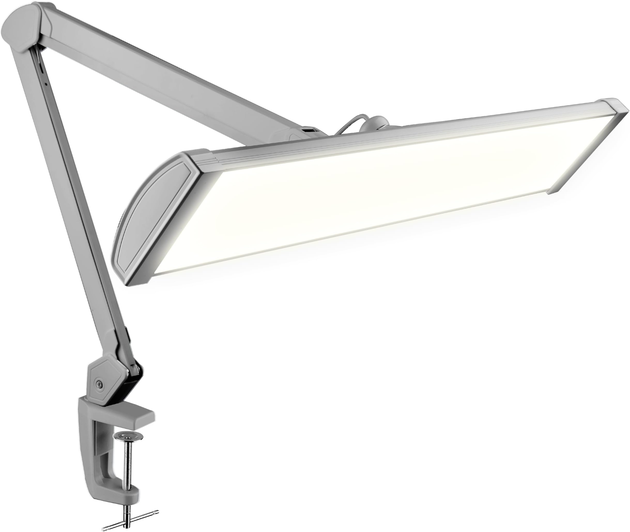 - 3,500 Lumens LED Desk Lamp – 45W Dimmable Task Light | CCT - Adjustable Color Temperature | 3 Light Modes | 540 SMD LEDs | Reading, Craft, Workbench & Office (Silver-2, 26-Inch Wide Shade)