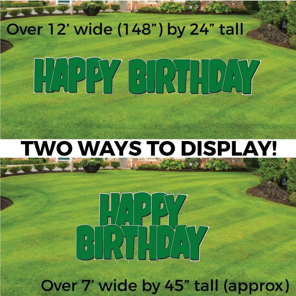 VictoryStore Happy Birthday Yard Sign Quick Set, 24 Inch Luckiest Guy, 5 Piece Jumbo Yard Decorations, Includes Stakes (Green 19860)