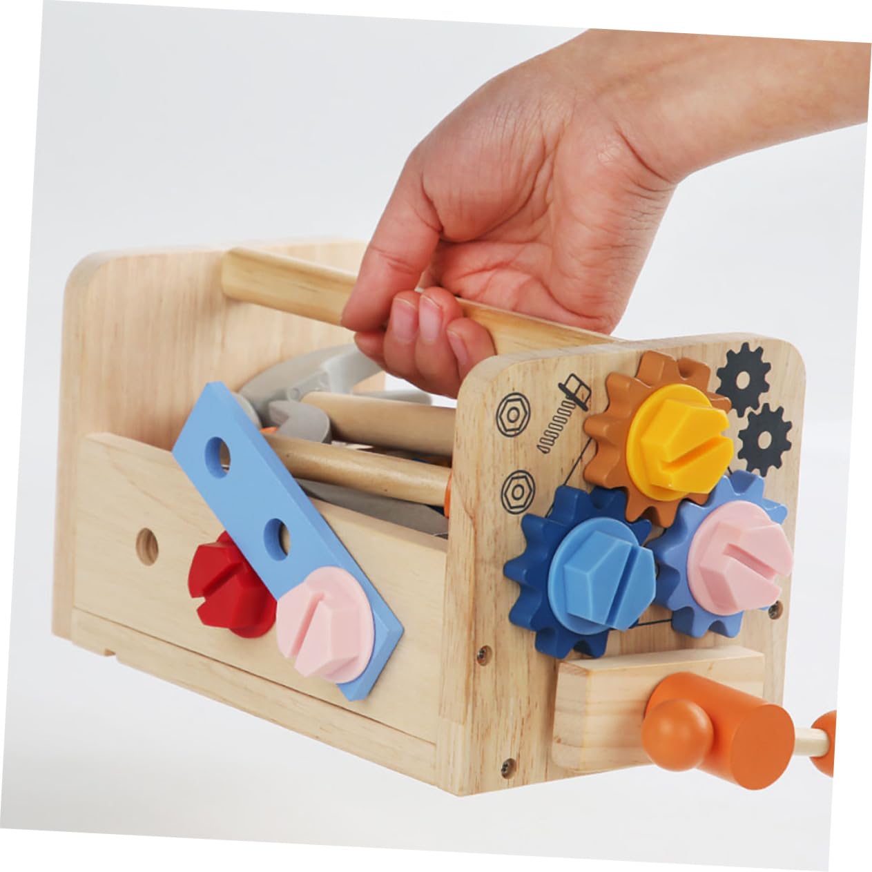 Beaupretty Herramientas Infantiles de Madera Educativo para Niñas Juguete de Construcción Práctico y Portátil para Desarrollo Cognitivo y Coordinación Mano Incluye Accesorios Seguros y
