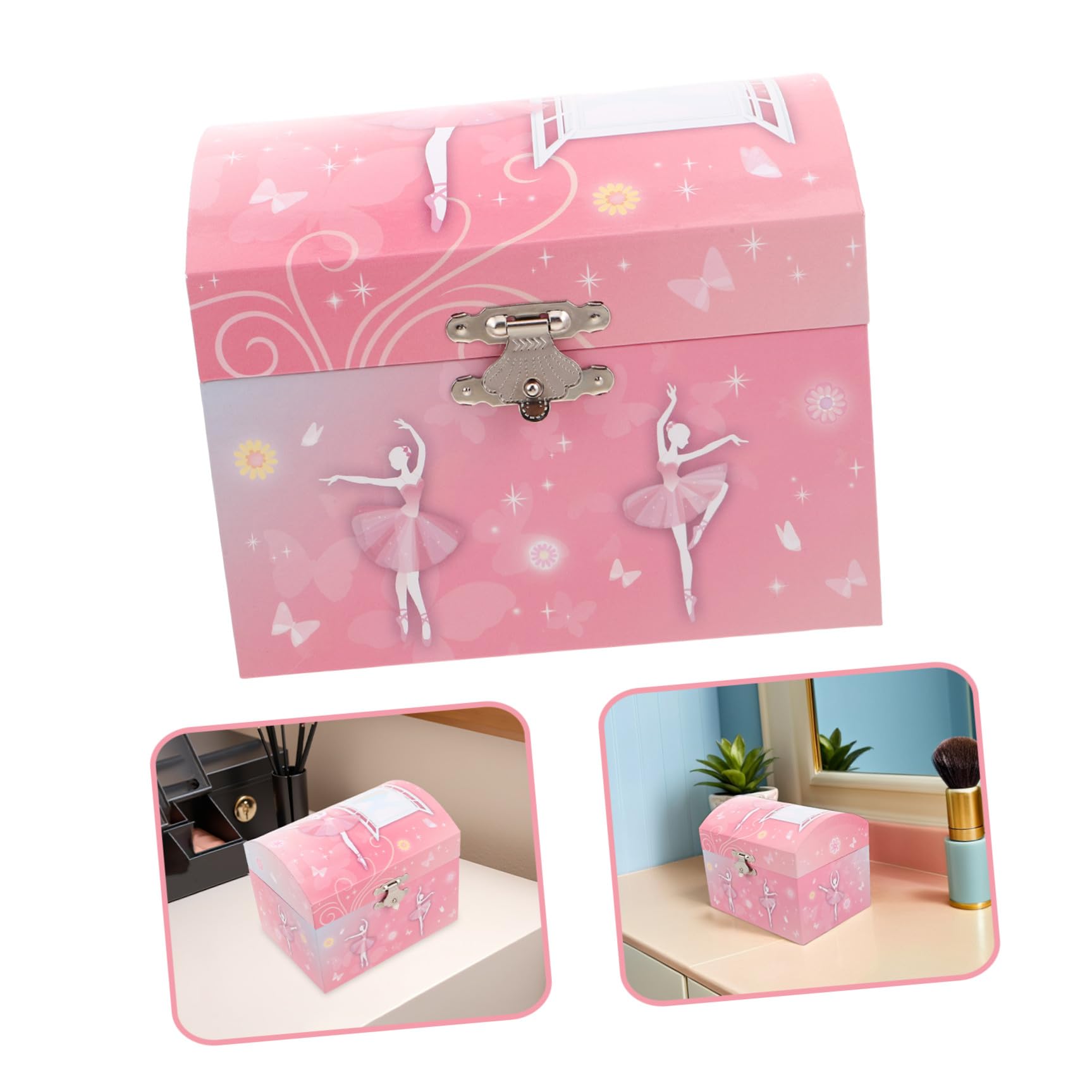 DECHOUS Joyero Musical Infantil con Bailarina Giratoria Caja de Música con Espejo Organizador de Joyas para Niñas Obsequio Navideño y Cumpleaños Caja Música Ballet Segura y Decorativa