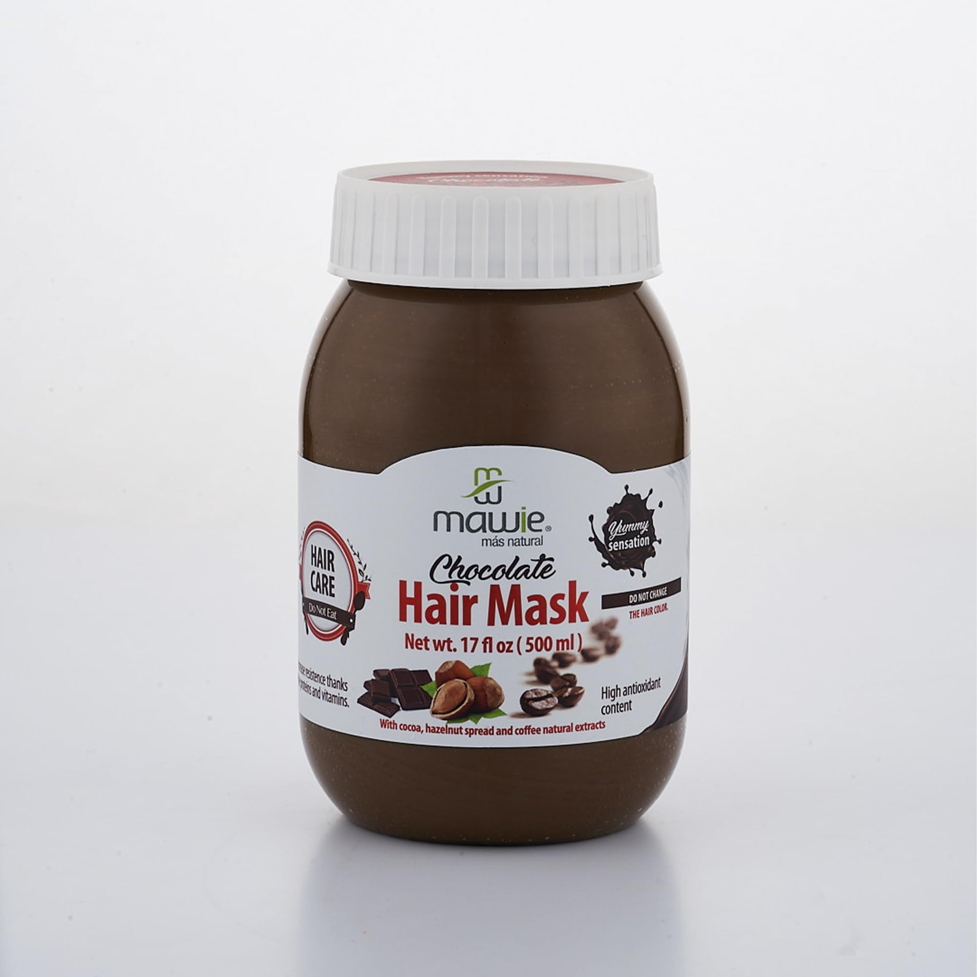 500 ML - Chocolate hair mask with cocoa and coffee. Hair masks stimulates growth, moisture, shine, softness and natural strength to your hair. MAWIE