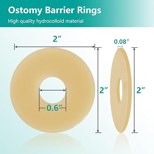 Miniatura 2 de Anillos de barrera para ostomía  Diámetro exterior de 2 pulgadas (1.969 in) 0.079 in de grosor, anillos de ostomía moldeables, anillos extensores