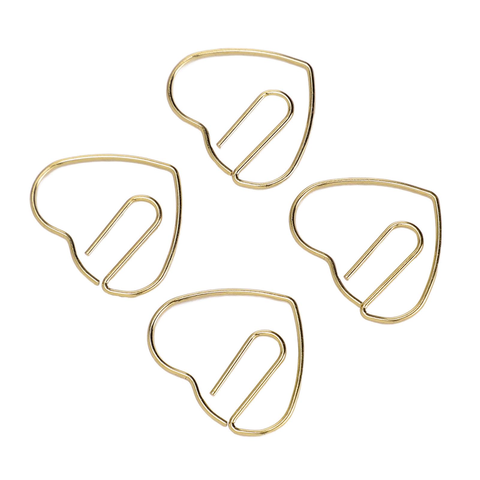 100-delige decoratieve paperclipset, hartvormige paperclips, ijzeren paperclips met transparante doos voor kantoor, school, huishouden (goud