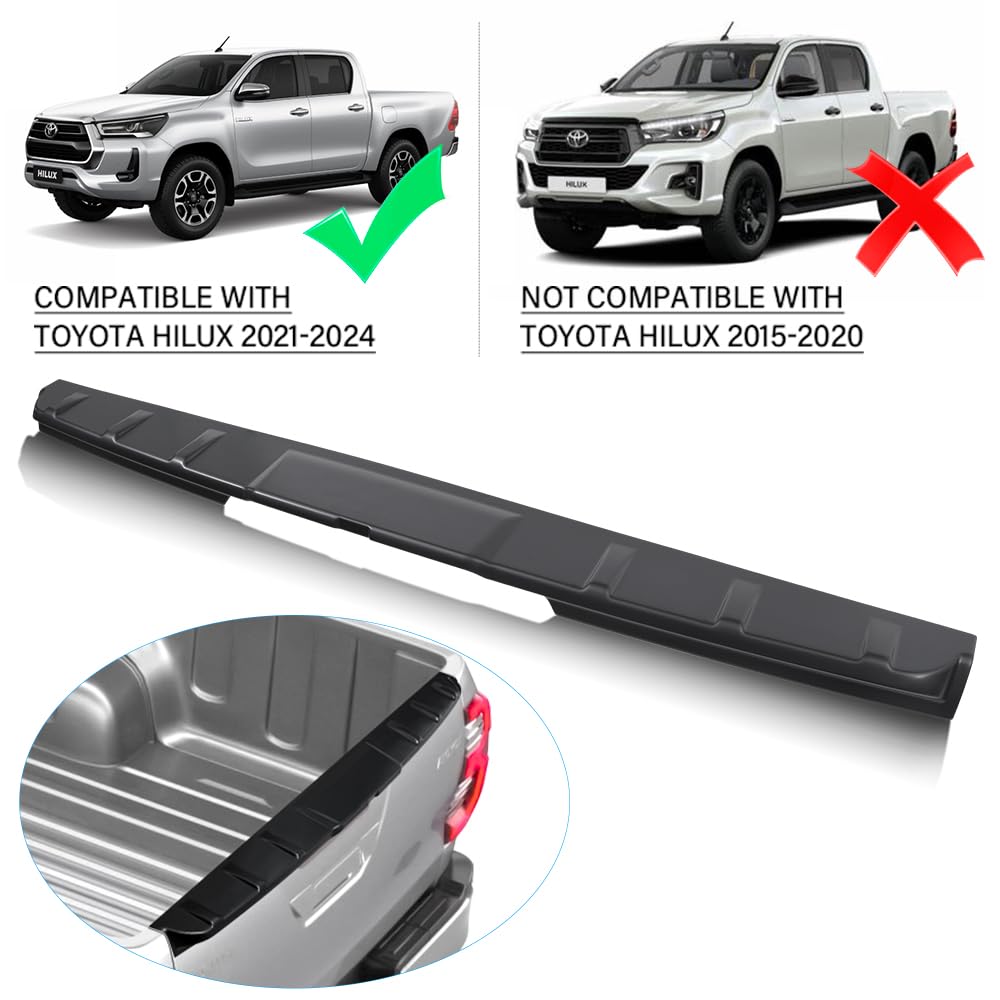 Spoiler Protector de Portón Trasero para Toyota Hilux 2021-2026 (Invincible GR Sport) Cubierta Superior de Caja Alerón Trasero ABS Premium para Pintar - Negro Mate